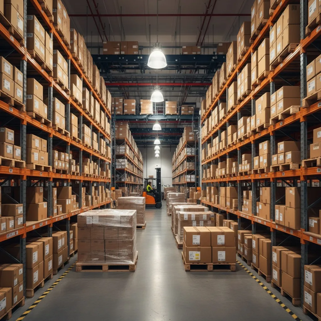 E-commerce warehouse with packages