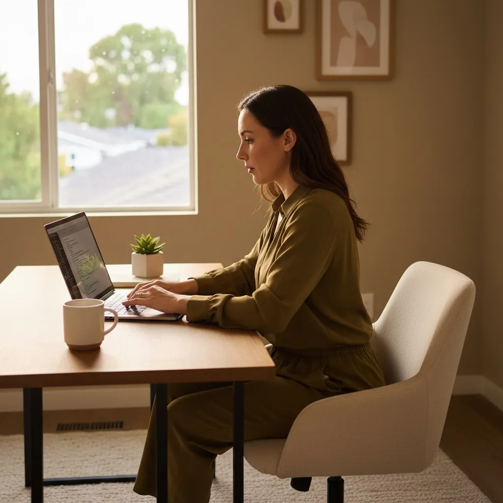 Freelancer working at desk